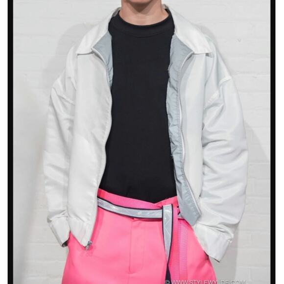 White Reflective Windbreaker by Landlord NY sz M - Picture 2 of 9